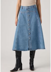 Levi's Jeansrock LEVI'S "YOKED WESTERN SKIRT", Damen, Gr. 30, blau (inner adventurer stone), Web, Obermaterial: 100% Baumwolle, normal kniebedeckend, R&ouml;cke Jeansrock