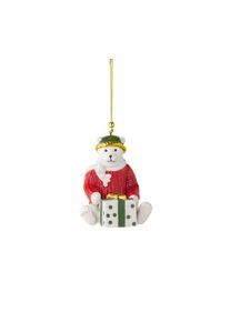 Villeroy & Boch Weihnachtsfigur VILLEROY & BOCH "Ornament Pl&uuml;schb&auml;r 2026 Christmas Classics 6,5 x 6,8 x 8 cm wei&szlig;-gold", rot (wei&szlig;, gold), B:6,8cm H:8cm T:6,5cm, Dekofiguren, Weihnachtsfigur, Nur Dekoration