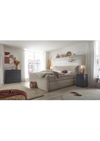 Boxspringbett "Florida", grau (hellgrau), L:228cm, SET ONE BY Musterring, Komplettbetten, Boxspringbett, in modernem Cord-Bezug, mit Bettkasten, in 3 Gr&ouml;&szlig;en erh&auml;ltlich