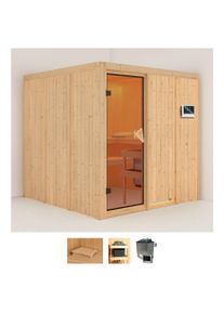 Sauna Karibu "Rodin", beige (naturbelassen), Saunaofen, externe Steuerung, 9 kW, Saunen, Sauna, Ofen 9 KW externe Strg easy