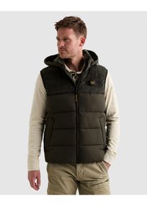 PME-Legend Cordweste PME LEGEND, Herren, Gr. M, gr&uuml;n (beluga), Web, Obermaterial: 90% Polyester, 10% Polyamid, Westen Cordweste, mit Besatz in Cord-Optik, mit Kapuze