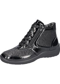 Waldl&auml;ufer Schn&uuml;rboots WALDL&Auml;UFER "HESNA-Soft", Damen, Gr. 7 (40,5), schwarz, Lackleder, Nappaleder, Textil, Schuhe Schn&uuml;rboots, Bequemschuh, High Top Sneaker in Komfortweite H (=sehr weit)
