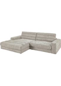 Ecksofa 3C CANDY "Stripes Mega-Sofa, bequem und komfortabel, L-Form", grau (hellgrau), B:296cm H:83cm T:205cm, 88% Polyester, 12% Polyacryl, Sofas, Ecksofa, Lose R&uuml;ckenkissen, mit feiner Quersteppung, Cord-Bezug