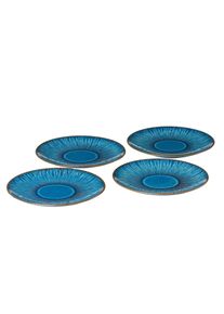 Teller-Set GIPFELST&Uuml;CK "Eisfall", blau, 4, Geschirr-Sets, Teller-Set