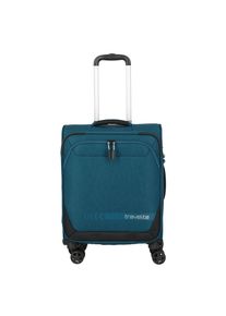 Handgep&auml;ckkoffer Travelite "KICK OFF Reisekoffer", Damen, Gr. B/H/T: 45cm x 55cm x 20cm 37 l, blau (petrol), Polyester, Koffer Handgep&auml;ckkoffer, 4 Doppelrollen, Au&szlig;entaschen und Packgurte &ndash; leicht und robust