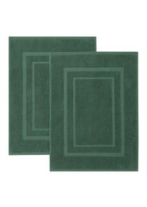 Badematte Bruno Banani "Robby, 2 tlg. Hotelmatten-Set, 50x70cm, Duschvorleger", gr&uuml;n (dunkelgr&uuml;n), H:5mm, Baumwolle, Badematten, Badematte, Badvorleger, Badezimmer Teppich, einfarbig, 850 g/m&sup2;, 100% Baumwolle