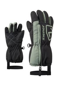 Skihandschuhe Ziener "LEO-Z Kinder", Kinder, Gr. 4, schwarz (dusty gr&uuml;n), Kunstfaser, Handschuhe Skihandschuhe, wasserabweisend, windabweisend, atmungsaktiv, langer Rei&szlig;verschluss