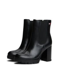 Chelseaboots Tommy Jeans "TJW CHELSEA HIGH HEEL BOOTS", Damen, Gr. 41, Synthetik Textil, schwarz, Leder, unifarben, Basic, Schuhe Chelseaboots, Ankle Boots, Plateaustiefeletten mit Stretcheinsatz und Logoflagge