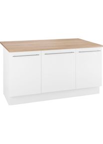 K&uuml;cheninsel Optifit "Bern", wei&szlig; (k&uuml;che: wei&szlig;, korpus: wei&szlig;, arbeitsplatte: eichefarben hell), B:160cm, Komplettk&uuml;chen-Sets, K&uuml;cheninsel, mit durchgehender Arbeitsplatte als Theke, Breite 160 cm