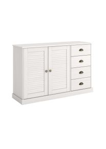 Sideboard OTTO HOME "Turia, mit Lamellent&uuml;ren", wei&szlig;, B:125cm H:80cm T:38cm, FSC-zertifiziertes Massivholz, Sideboards, Sideboard, Kommode aus massivem Kiefernholz, FSC, 4 Schubkasten, Breite 125 cm