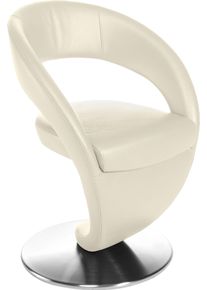 K+w Komfort & Wohnen Esszimmerstuhl K+W KOMFORT & WOHNEN "Wave, Drehstuhl, Polsterstuhl", wei&szlig; (bianco, drehteller in edelstahloptik geb&uuml;rstet), B:62cm H:86cm T:61cm, Bronco: Nappaleder pigmentiert, Dickleder, 1, 3/1, 5mm, mit rustikal gek&ouml;rnten Narbenbild, St&uuml;hle, Esszimmerstuhl, Design-Drehstuhl, Drehteller in Edelstahloptik