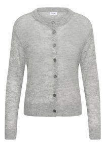 Strickjacke Saint Tropez "Damen Strickjacke SabbaraSZ", Damen, Gr. XL, grau (mist grau melange), Obermaterial: 55% Polyacryl PAN. 38% Polyamid PA. 7% Wolle mw., Strickjacken Strickjacke
