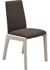 Polsterstuhl stressless "Laurel", braun (braun batick, eiche gekalkt), B:57cm H:92cm T:59cm, Leder BATICK: BATICK ist ein leicht korrigiertes, durchgef&auml;rbtes und genarbtes M&ouml;belleder, bei dem die meisten Unebenheiten und Spuren in der Regel entfernt wurden., St&uuml;hle, Polsterstuhl, Low Back, Gr&ouml;&szlig;e M, mit abgerundeten Beinen in Eiche gekalkt