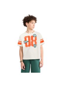 T-Shirt Converse "CNVB VARCITY OVERSIZED VNECK T", Jungen, Gr. M, egret, Obermaterial: 60% Baumwolle, 40% Polyester, Shirts T-Shirt, mit sportlichem College-Style, aus Jersey