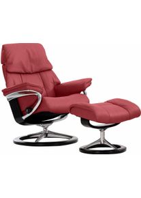 Relaxsessel stressless "Ruby", rot (cherry paloma), B:88cm H:101cm T:78cm, Leder BATICK: durchgef&auml;rbtes und genarbtes M&ouml;belleder;Leder PALOMA: durchgef&auml;rbtes Semianilin-M&ouml;belleder, Sessel, Relaxsessel, mit Signature Base, Gr&ouml;&szlig;e L, Gestell Eiche, Wenge, Braun & Schwarz