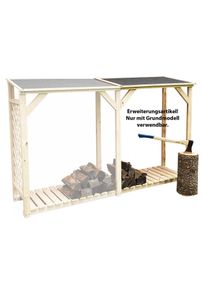 Kaminholzregal-Erweiterung Promadino "Speyer", beige (natur), B:119,5cm H:148cm T:68cm, Holzwerkstoff, Kaminholzlager, Kaminholzregal-Erweiterung