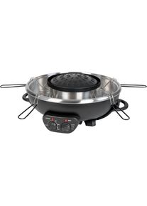 Unold Elektro UNOLD Fondue "Asia Hot Pot", schwarz, B:45cm H:25cm T:40cm &Oslash;:45cm, Fondues, Genoppte Antihaft-Grillplatte, inklusive 4 Fondue-K&ouml;rbchen, Fondue