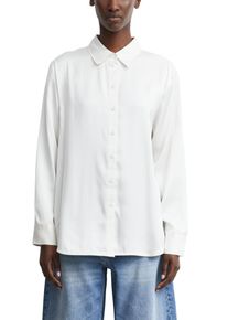 Langarmbluse comma, Damen, Gr. 44, wei&szlig;, Web, Obermaterial: 53% Viskose, 47% Polyester, unifarben, normal h&uuml;ftbedeckend, Rundhals, Blusen Langarmbluse, mit Viskose / leicht schimmernd