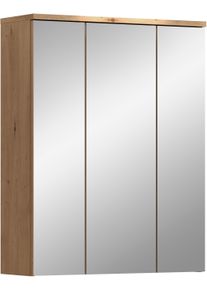 Badezimmerspiegelschrank Welltime "LUCCA, Breite 60cm, 3 Spiegelt&uuml;ren, 9 F&auml;cher, 6 Fachb&ouml;den", artisan eiche nachbildung, spiegelfront, B:60cm H:77cm T:21cm, Holzwerkstoff, Schr&auml;nke, Badezimmerspiegelschrank