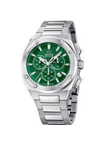 Chronograph Jaguar "Executive", silberfarben, gr&uuml;n, Armbanduhren, Herren, Chronograph, Quarzuhr, Armbanduhr, Herrenuhr, Swiss Made, Edelstahlarmband, analog