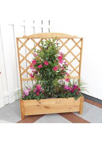 Spalier Promadino, braun (honigbraun), B:110cm H:140cm T:32cm, Holzwerkstoff, Rankhilfen, Spalier, mit Pflanzkasten, BxTxH: 110x32x140 cm