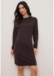 Strickkleid Tamaris "mit figurumspielender Passform", Damen, Gr. 42, N-Gr, braun, Feinstrick, Obermaterial: 50% Viskose, 28% Polyester, 22% Polyamid, unifarben, Basic, figurumspielend ca. Mitte Oberschenkel, Rundhals, Raglan&auml;rmel, Kleider Strickkleid, l&auml;ssiges Mini-Kleid aus Viskosemischung