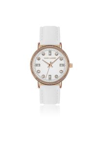 Quarzuhr MARC LAUDER "MB3-S098R", wei&szlig;, Armbanduhren, Damen, Quarzuhr