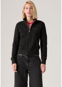 Levi's Sweatjacke LEVI'S "GR SLIM FIT FULL ZIP", Damen, Gr. XS (34), schwarz (slim fit fleece club serif jet schwarz), Sweatware, Obermaterial: 100% Baumwolle, slim fit taillenbedeckt, ohne Ausschnitt, Rippb&uuml;ndchen, Sweatjacken Sweatjacke, Taille bedeckend, schmale Passform
