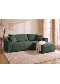 Ecksofa Collection AB "Sara L-Form, B: 236 cm, Schlaffunktion, Bettkasten, optional Topper", gr&uuml;n, B:236cm H:42cm T:163cm, 100%Polyester, Sofas, Ecksofa, Bonnellfederkern, Liegefl. 116x190 cm, Couch als Schlafsofa