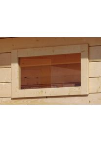 Saunafenster Karibu "40x1220x420 mm Klarglas", beige (naturbelassen), B:122cm H:42cm, Glas, Massivholz, Fenster, Saunafenster, f&uuml;r nat&uuml;rliches Licht im Saunainnenraum