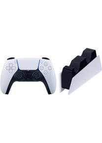 Playstation 5 Wireless-Controller "DualSense Controller + DualSense-Ladestation", wei&szlig;, B:16cm H:6,6cm T:10,6cm, Spielecontroller, Wireless-Controller