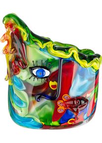 Tischvase Gilde "Gesichtsvase Larissa mehrfarbig H. 29 cm", bunt (mehrfarbig), B:24cm H:29cm T:11cm, Glas, Vasen, Tischvase, Gesichtsvase, Glas, Blumenvase, k&uuml;nstlerisch, modern, Geschenkidee