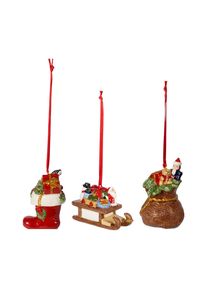 Villeroy & Boch Weihnachtsfigur VILLEROY & BOCH "Ornamente Geschenke Nostalgic Ornaments 3er Set bunt", bunt, B:2cm H:2cm T:2cm, Dekofiguren, Weihnachtsfigur