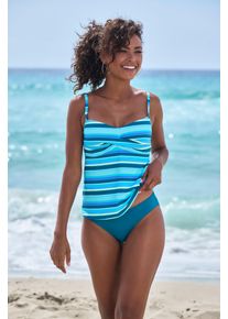 B&uuml;gel-Tankini-Top s.Oliver "Fun", Damen, Gr. 38, Cup D, blau (t&uuml;rkis bedruckt), Recycling-Polyamid, gestreift, Bikini-Oberteile B&uuml;gel-Tankini-Top, im trendigen Streifen-Design