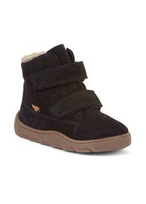 Barfu&szlig;schuh froddo "ZERU TEX FURRY BAREFOOT", Damen, Gr. 34, blau (dunkelblau), Veloursleder, Schuhe Barfu&szlig;schuh, Klettstiefelette, Winterstiefel mit TEX-Ausstattung