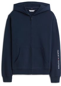 Kapuzensweatjacke, Damen, Gr. XS (34), dunkelblau, Sweatware, Obermaterial: 100% Baumwolle, Tommy Hilfiger Underwear, normal, B&uuml;ndchen, Sweatjacken Kapuzensweatjacke, normale Passform, Schriftzug am &Auml;rmel