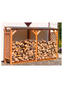 Kaminholzregal-Erweiterung Promadino "Speyer", braun, B:118,5cm H:148cm T:68cm, Holzwerkstoff, Kaminholzlager, Kaminholzregal-Erweiterung