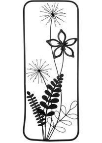 Wanddekoobjekt Gilde "Wandrelief, "Black Flowers", Blumenmotiv, Metall, schwarz", schwarz, B:26cm H:61cm T:4cm, Metall, Wanddekoobjekte, Wanddekoobjekt, Wandrelief Black Flowers Blumen Wanddeko Wohnzimmer