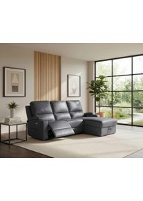 Ecksofa OTTO HOME "NAPORI Kunstleder, Multimediasofa, L-Form", grau (anthrazit), B:210cm H:102cm T:155cm, Polyester 40% / Polyurethane 60%, Sofas, Ecksofa, man. oder elektr. Relaxfuntion, USB-A bei elektr. Variante, Staukasten