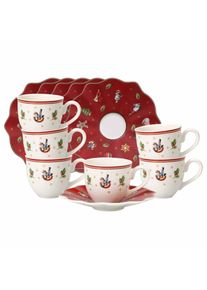 Villeroy & Boch Espressotasse VILLEROY & BOCH "Espressotassen mit Untertassen Toy's Delight 70 ml 6er Set bunt", bunt, B:13cm H:7,9cm, Porzellan, Trinkgef&auml;&szlig;e, Espressotasse, Sp&uuml;lmaschinenfest, Mikrowellensicher