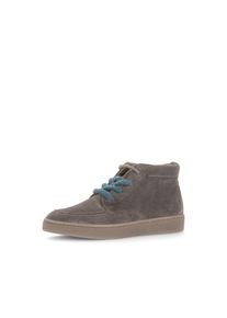 Schn&uuml;rboots Gabor, Damen, Gr. 40,5, grau (taupe), Veloursleder, unifarben, Basic, Schuhe Schn&uuml;rboots, Plateau, Casual-Schn&uuml;rer in Schuhweite G (= weit)