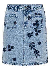 Jeansrock Kaffe "Damen Denimrock KAbabena", Damen, Gr. 42, blau (blau denim w, navy flower emb.), Obermaterial: 95% Baumwolle CO. 5% Polyester PES., R&ouml;cke Jeansrock