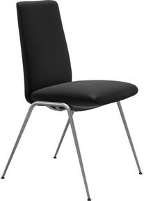 Polsterstuhl stressless "Laurel", schwarz (schwarz batick, chrom matt), B:57cm H:92cm T:59cm, Leder BATICK: BATICK ist ein leicht korrigiertes, durchgef&auml;rbtes und genarbtes M&ouml;belleder, bei dem die meisten Unebenheiten und Spuren in der Regel entfernt wurden., St&uuml;hle, Polsterstuhl, Low Back, Gr&ouml;&szlig;e M, mit Beinen aus Stahl in Chrom matt