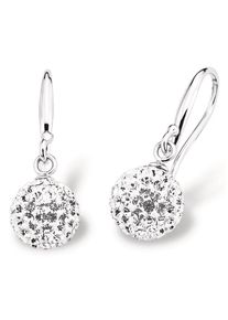 Paar Ohrhaken Amor "9696390", silber (silberfarben, kristallwei&szlig;, kristallwei&szlig;), Ohrringe, Damen, Silber 925 (Sterlingsilber), Paar Ohrhaken, mit Kristallglas