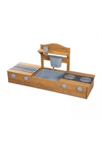 Sandkasten Roba "Outdoor+ 2in1 Balkonsandkasten mit Matschk&uuml;che", braun (teak), Sandk&auml;sten, Kinder, B/H/T: 116cm x 54cm x 37cm, Kunststoff, Massivholz, Sandkasten, B:116cm H:54cm T:37cm