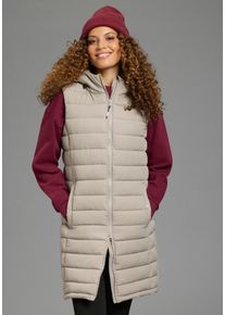 Longweste Kangaroos, Damen, Gr. 44, dunkelbeige, Web, Obermaterial: 100% Polyester. Futter: 100% Polyester. Wattierung: 100% Polyester, unifarben, bequem h&uuml;ftbedeckend, Westen Longweste, Wattiert, mit Rei&szlig;verschluss-Schlitzen