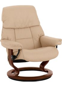 Relaxsessel stressless "Ruby", braun (latte batick), B:79cm H:98cm T:76cm, Leder BATICK: BATICK ist ein leicht korrigiertes, durchgef&auml;rbtes und genarbtes M&ouml;belleder, bei dem die meisten Unebenheiten und Spuren in der Regel entfernt wurden.;Leder PALOMA: PALOMA ist ein durchgef&auml;rbtes Semianilin-M&ouml;belleder mit nat&uuml;rlicher Narbung., Sessel, Relaxsessel, mit Classic Base, Gr&ouml;&szlig;e M, Gestell Eiche, Wenge