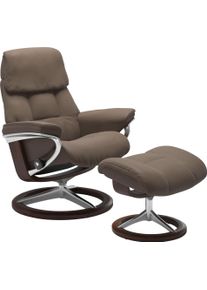 Relaxsessel stressless "Ruby", braun (mole batick), B:78cm H:100cm T:76cm, Leder PALOMA: durchgef&auml;rbtes Semianilin-M&ouml;belleder;Leder BATICK: durchgef&auml;rbtes und genarbtes M&ouml;belleder, Sessel, Relaxsessel, mit Signature Base, Gr&ouml;&szlig;e M, Gestell Eiche, Wenge, Braun & Schwarz