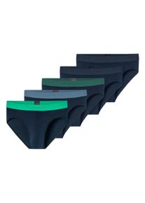 Slip Schiesser "Slip Slips 5P 95/5 5er Pack", Herren, Gr. L, bunt (blau, schwarz, gr&uuml;n), Obermaterial: 95% Baumwolle CO. 5% Elasthan EL., Unterhosen Slip