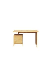 Schreibtisch OTTO HOME "Luven, Computertisch", beige (natur, natur, natur), B:120cm H:76cm T:60cm, Tische, Schreibtisch, zertifiziertes Massivholz, mit 2 Schubk&auml;sten, Breite 120-140 cm